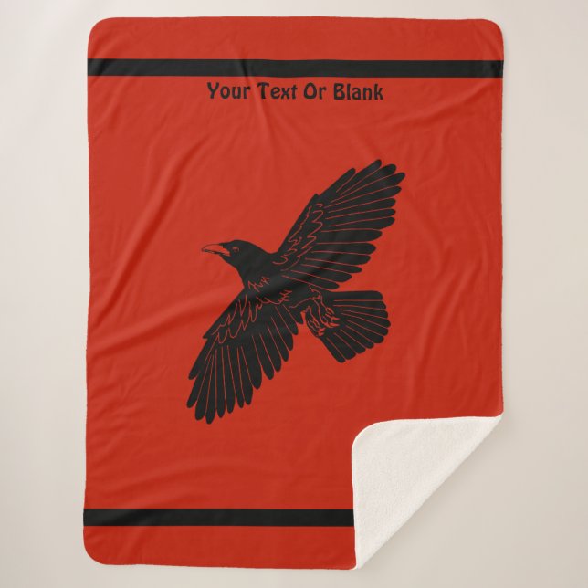 Cobertor Sherpa Raven Em Vermelho (Frente)