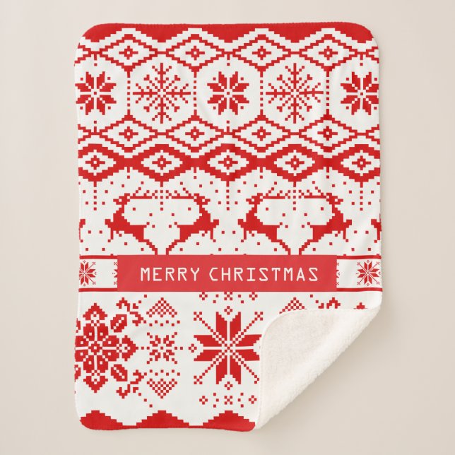 Cobertor Sherpa Rebelde Vermelha E Flocos De Neve (Frente)