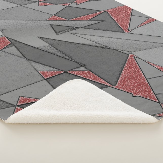 Cobertor Sherpa recortes irregulares triangulares sobre fundo verm (3/4)