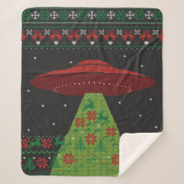 Cobertor Sherpa Red and Green OFO Trator Beam Ugly Christmas