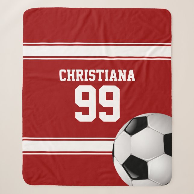 Cobertor Sherpa Red and White Strips Jersey Ball (Frente)