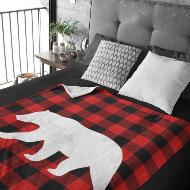 Cobertor Sherpa Red Buffalo Plaid & White Bear (Criador carregado)
