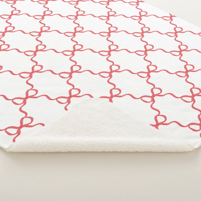 Cobertor Sherpa Red  Coquette Bow Trellis Christmas (3/4)