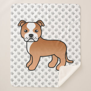 Cobertor Sherpa Red E White Staffordshire Bull Terrier Dog