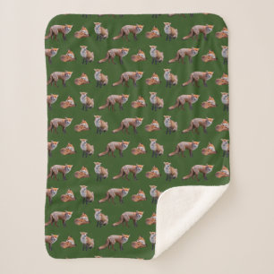 Cobertor Sherpa Red Fox Frenzy Sherpa Blanket (Verde escuro)