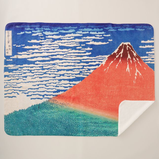 Cobertor Sherpa Red Fuji | Hokusai | (Frente (Horizontal))