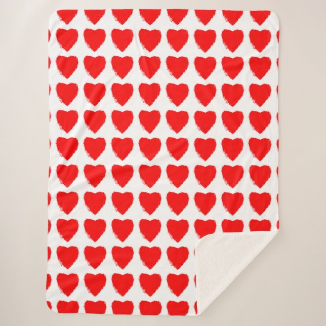 Cobertor Sherpa Red Hearts Seamless Pattern (Frente)