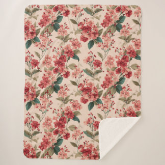 Cobertor Sherpa Red on Pink Hibiscus Floral