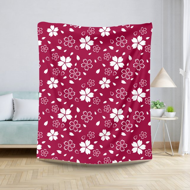 Cobertor Sherpa Red Sakura Pattern Sherpa Blanket (Criador carregado)