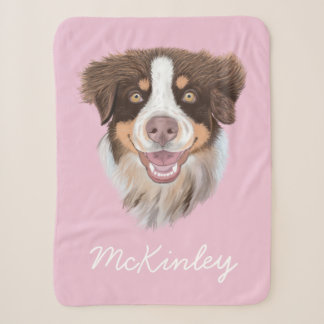 Cobertor Sherpa Red Tri Aussie Adorável| Rosa| Personalizado