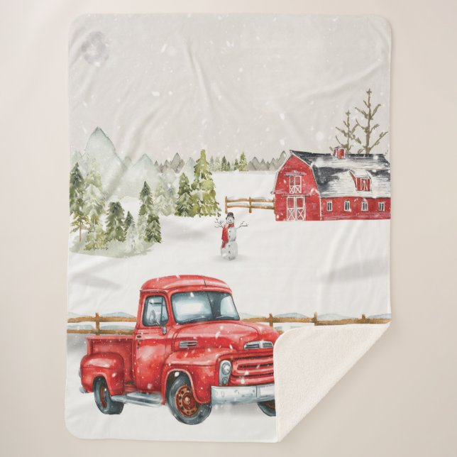 Cobertor Sherpa Red Truck e Barn Sherpa Blanket (Frente)