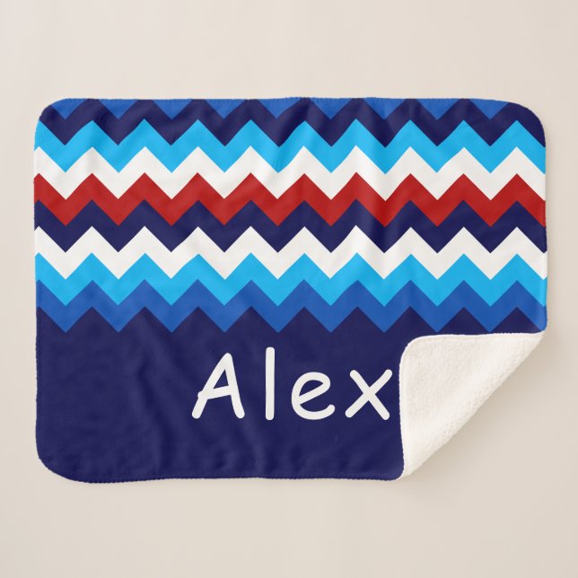 Cobertor Sherpa Red White Blue Chevron Custom Small Sherpa Blanket (Frente (Horizontal))