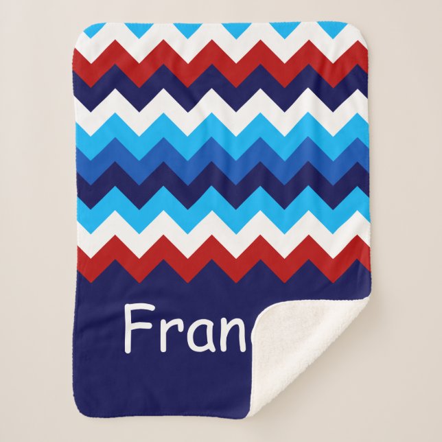 Cobertor Sherpa Red White Blue Chevron - Pequeno Sherpa Blanket (Frente)