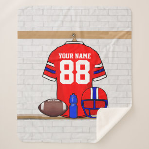 Cobertor Sherpa Red White Blue Jersey Personalizado