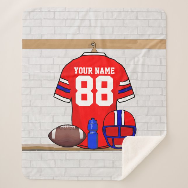 Cobertor Sherpa Red White Blue Jersey Personalizado (Frente)