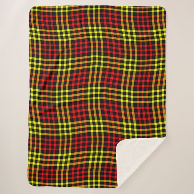 Cobertor Sherpa Red Yellow Plaid Checker Seamless Pattern (Frente)