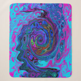 Cobertor Sherpa Redemoinho Abstrato Retro Groovy Azul e Roxo