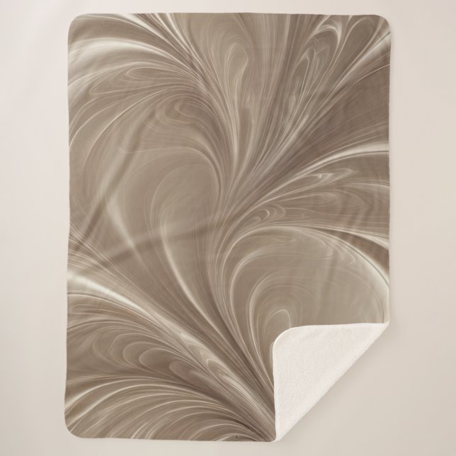 Cobertor Sherpa Redemoinho de Creme - Design Abstrato Fluido Bege  (Frente)