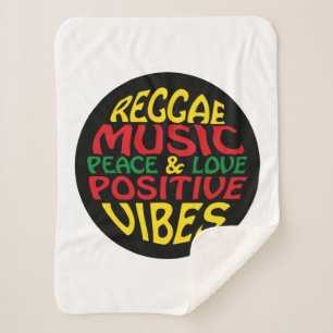 Cobertor Sherpa Reggae design com declarações e citações positivas