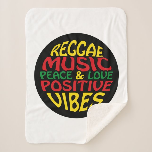 Cobertor Sherpa Reggae design com declarações e citações positivas (Frente)