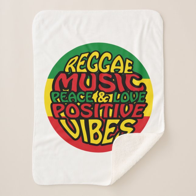 Cobertor Sherpa Reggae Music com afirmações positivas (Frente)