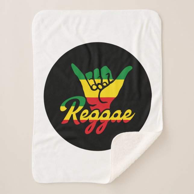 Cobertor Sherpa Reggae Shaka Mãos com cores reggae (Frente)