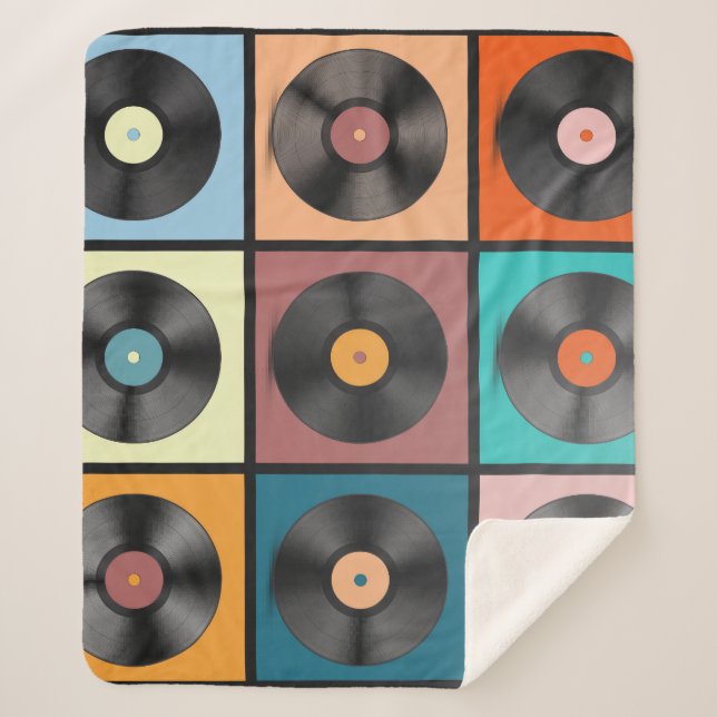 Cobertor Sherpa Registros de vinilo: conjunto retrô LP. (Frente)