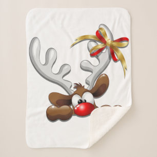 Cobertor Sherpa Reindeer Enzergou Caráter de Natal Engraçado