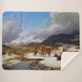 Cobertor Sherpa Reindeer Herd nas Montanhas a norte de Røros