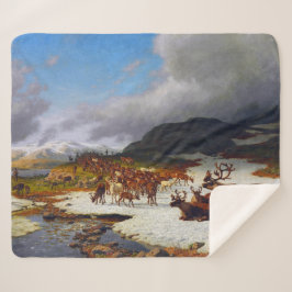 Cobertor Sherpa Reindeer Herd nas Montanhas a norte de Røros