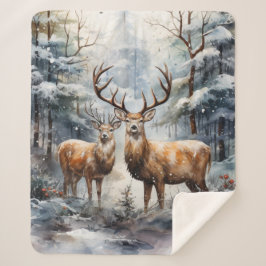 Cobertor Sherpa Reindeer na Wonderland de inverno