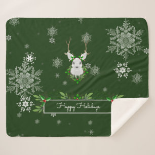 Cobertor Sherpa Reindeer Verde Sherpa Blanket