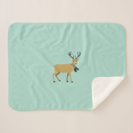 Cobertor Sherpa Reindeer Vestindo um escarpa de inverno (animal de