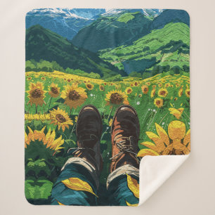 Cobertor Sherpa Relaxamento no Paraíso de Girassol