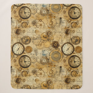 Cobertor Sherpa Relógio de Tempo Industrial Steampunk Sépia Latão