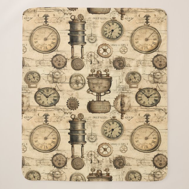 Cobertor Sherpa Relógio Russo Steampunk Grunge (14) (Frente)