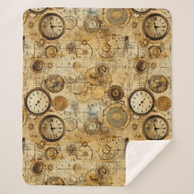 Cobertor Sherpa Relógio Russo Steampunk Grunge (5) (Frente)