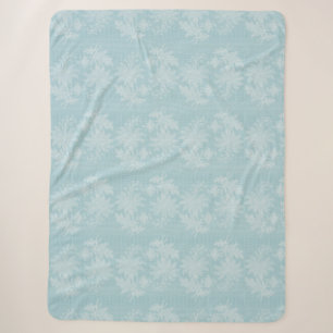 Cobertor Sherpa Renda Falsa Floral Branco Azul Claro Bonito