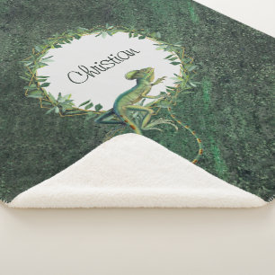 Cobertor Sherpa Reptile amantes artsy nome personalizado Rustic gr