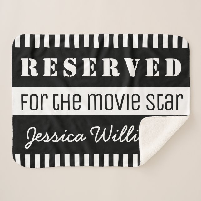 Cobertor Sherpa Reservado para o Movie Star Personalized Funny (Frente (Horizontal))