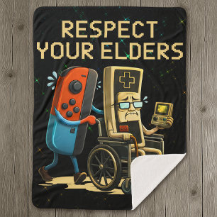 Cobertor Sherpa Respeite Seus Anciãos Controle de Jogos Retro Dive