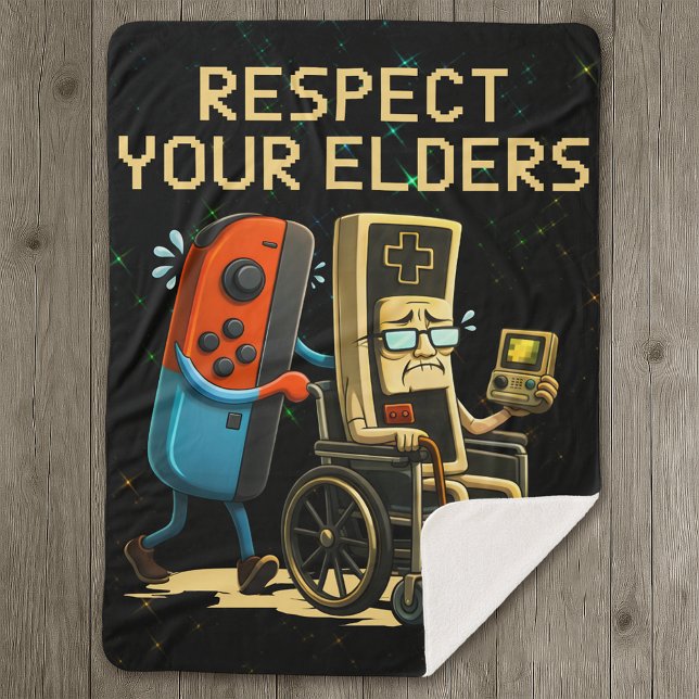 Cobertor Sherpa Respeite Seus Anciãos Controle de Jogos Retro Dive (Criador carregado)