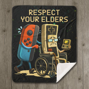 Cobertor Sherpa Respeite Seus Anciãos Controle de Jogos Retro Dive