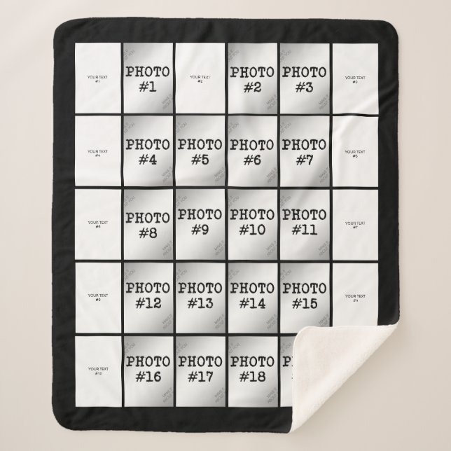 Cobertor Sherpa Retângulo Foto e Colagem de Texto (Frente)