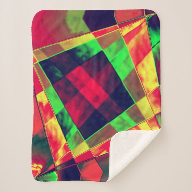 Cobertor Sherpa Retângulos e quadrados coloridos inclinados (Frente)
