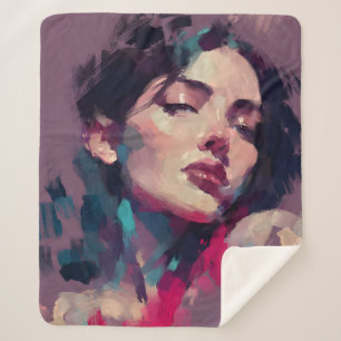 Cobertor Sherpa Retrato Abstrato Neon Strokes