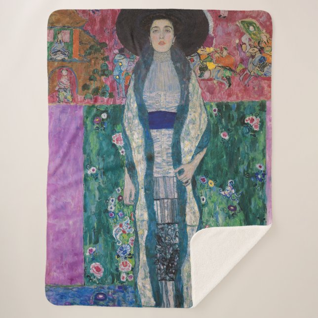 Cobertor Sherpa Retrato de Adele Bloch Bauer, Gustav Klimt (Frente)