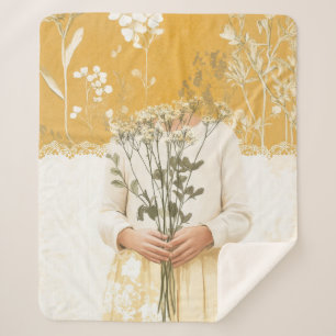Cobertor Sherpa Retrato de Buquê de Flores Silvestres Cottagecore