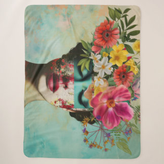 Cobertor Sherpa Retrato Floral Vintage