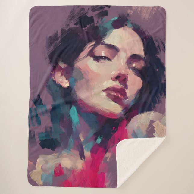 Cobertor Sherpa Retrato Neon Abstrato (Frente)